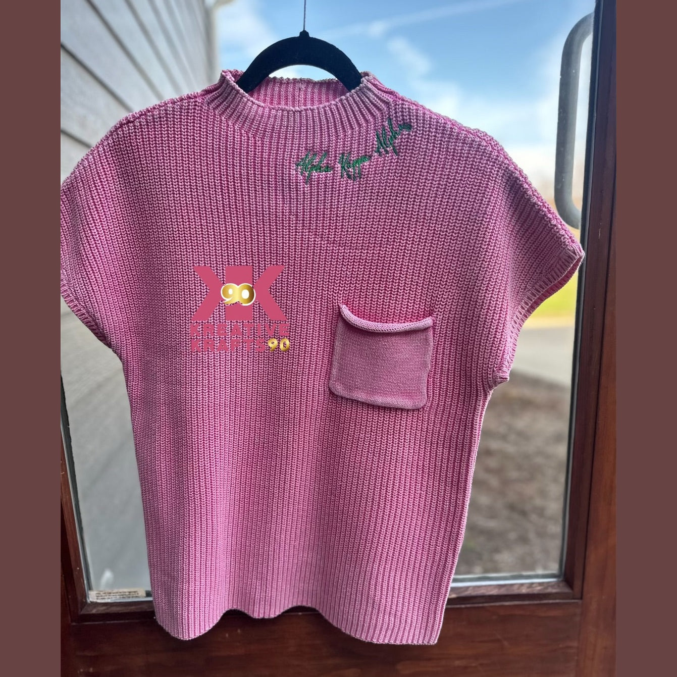 Vibrant Pink and Green Acid Wash Sweater