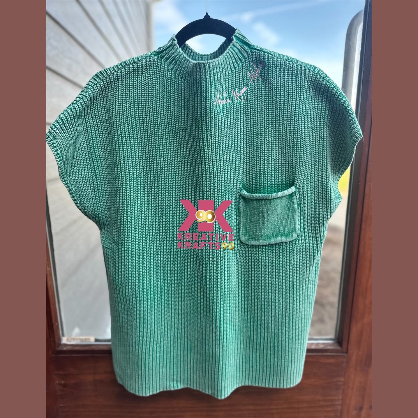 Vibrant Pink and Green Acid Wash Sweater