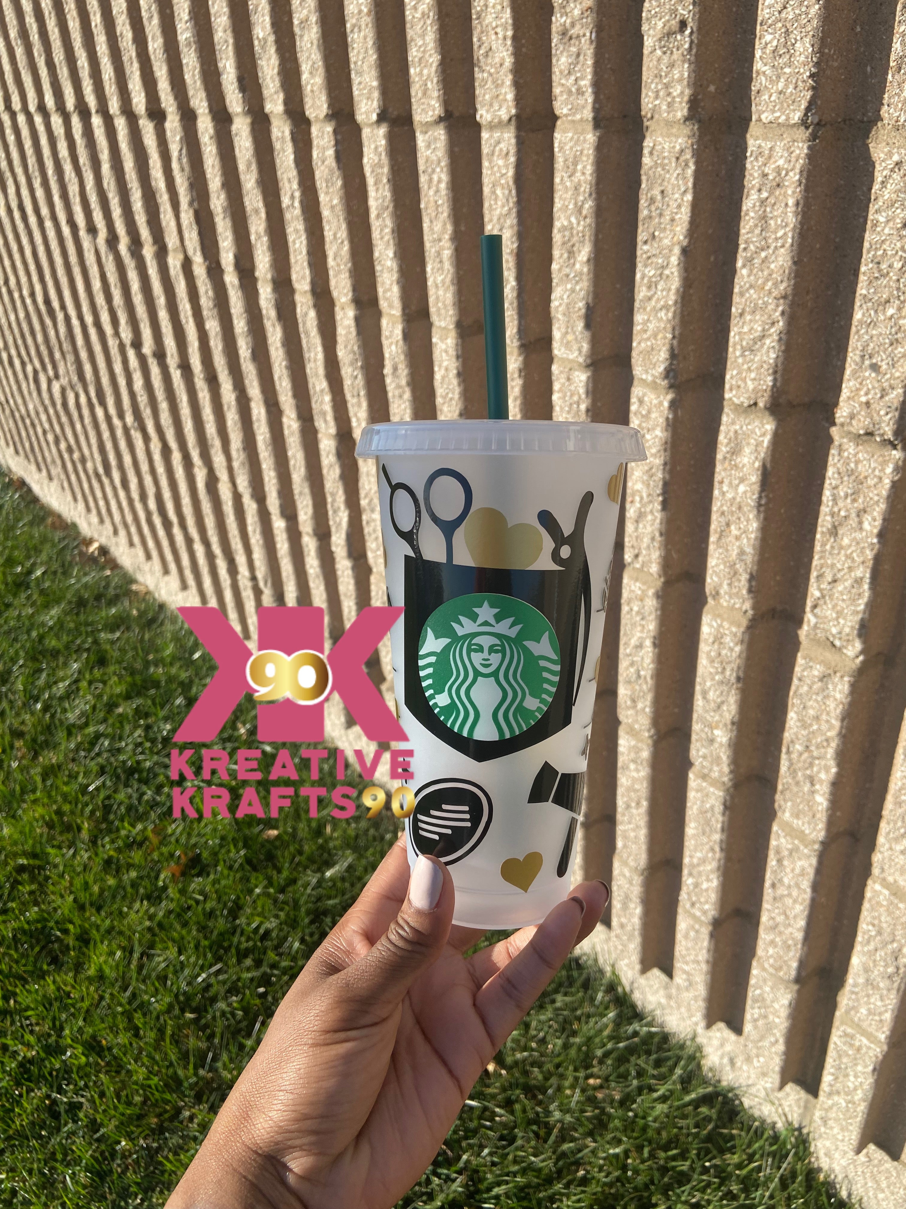  Personalized Authentic SB Reusable 24 oz Coffee Cup Frosted  Venti To Go Cup Tumbler Custom Name Great Gift Lid and Straw Included :  Handmade Products